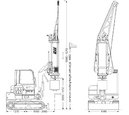 Pile foundations using a GEAX DTC 30 type compact pile drilling machine